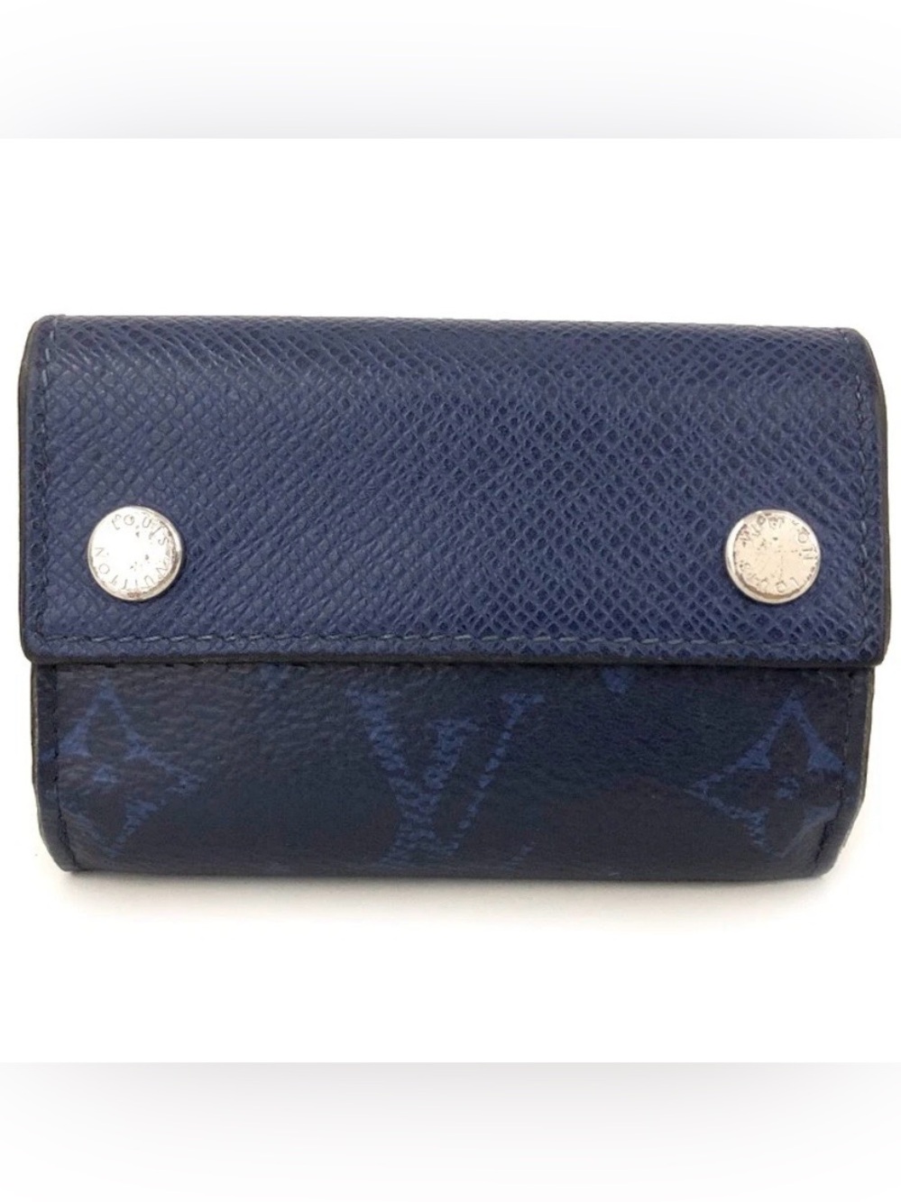 Louis Vuitton Taigarama Discovery Compact Trifold Wallet Blue | Auth